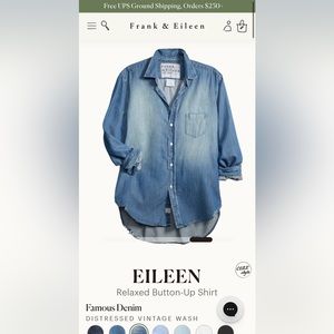 EILEEN Relaxed Button-Up Shirt Famous Denim DISTRESSED VINTAGE WASH